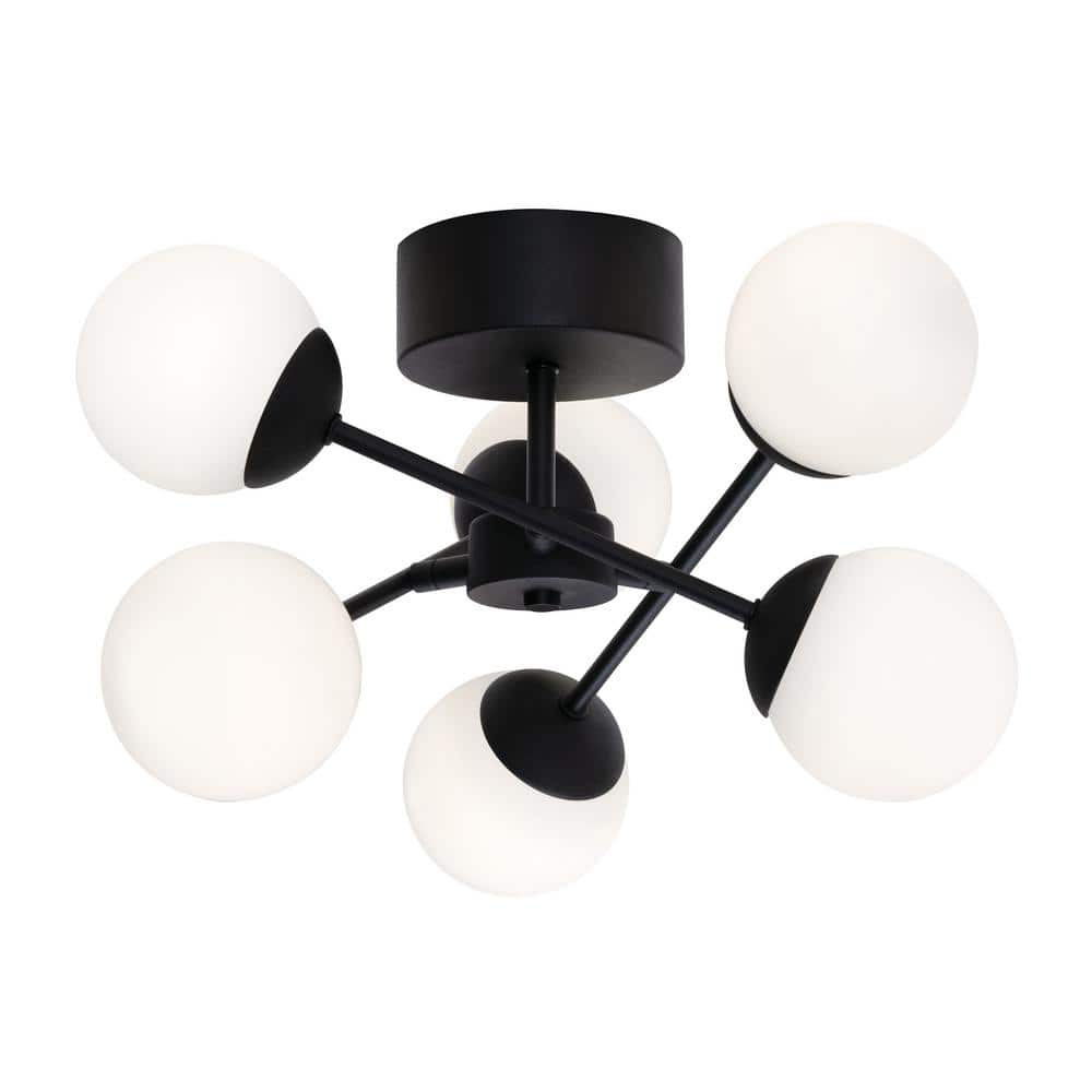 Pearl 16 in. 5-Light Black LED Semi-Flush Mount - Hercitys