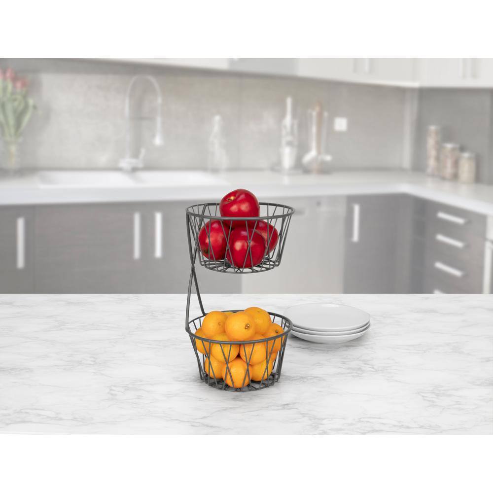 Paxton 2-Tier Server Baskets, For Fruit, Produce, Bread, K-Cups, Snacks and More, Industrial Gray - Hercitys