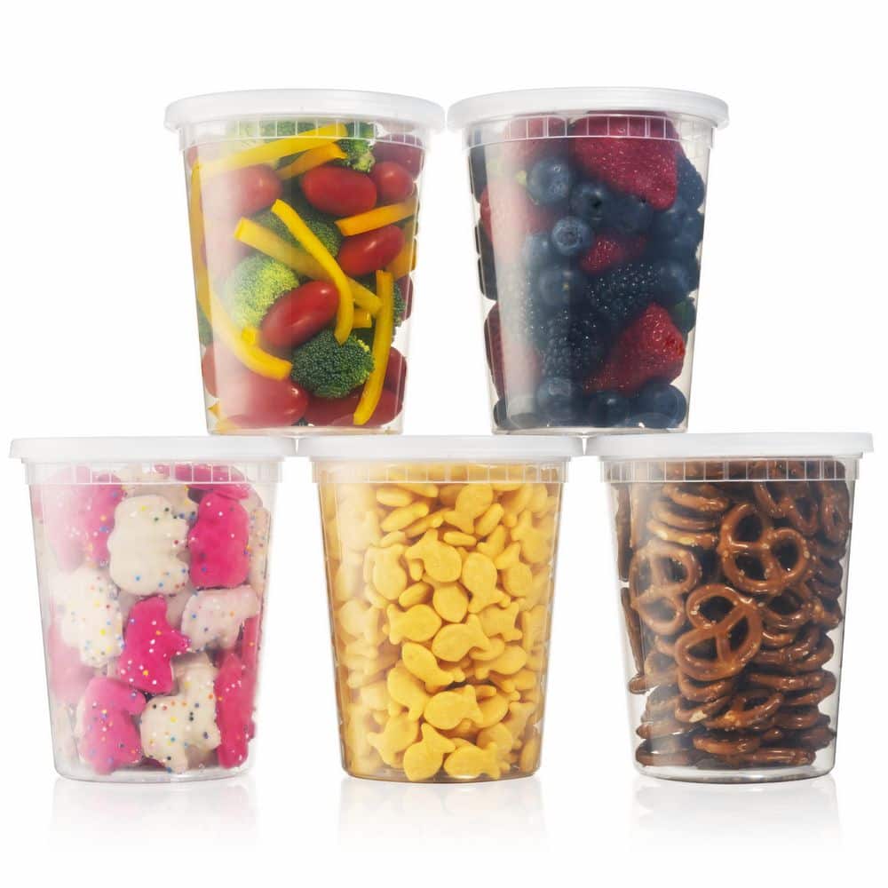 Perfect Storage 32 oz. Plastic Food Storage Containers with Lids (24-Pack) - Hercitys