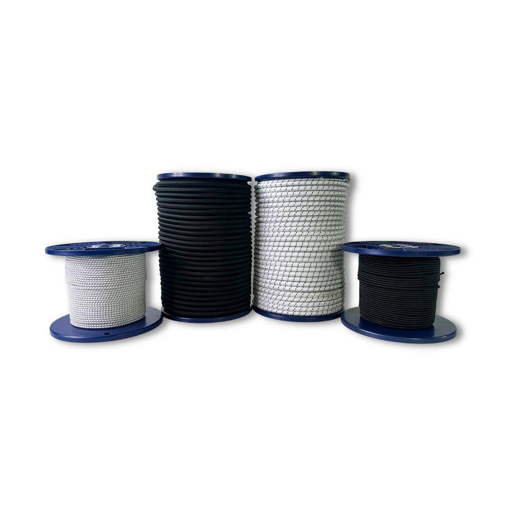 DuraStretch Shock 3/8 in. x 25 ft., White with Black Tracers Rubber Braided Cord - Hercitys
