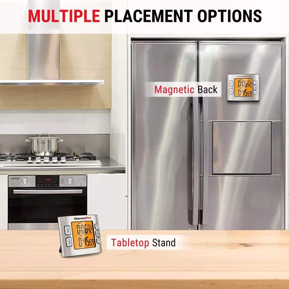 TM02W Digital Kitchen Timer with Adjustable Loud Alarm and Backlight LCD Big Digits - Hercitys