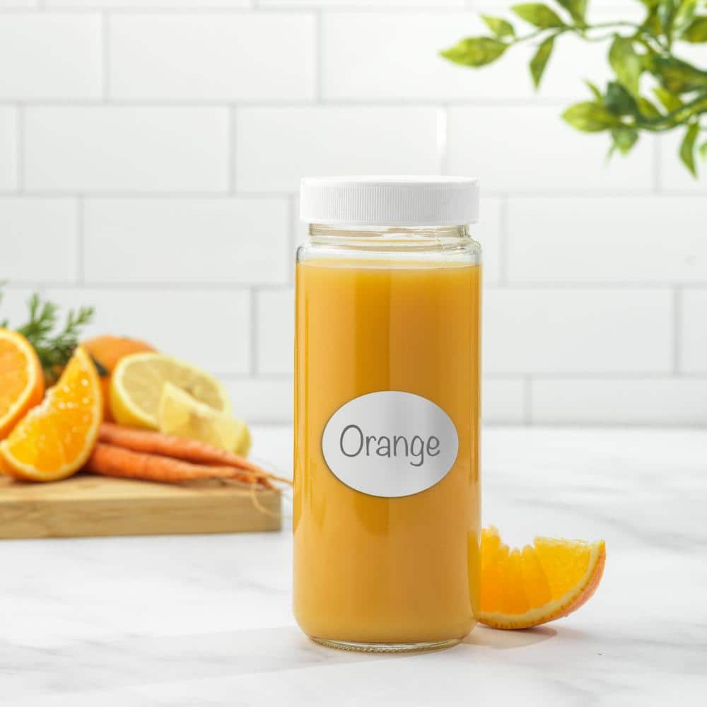 Reusable Glass 16 oz. White Juice Bottles with Lids (Set of 8) - Hercitys