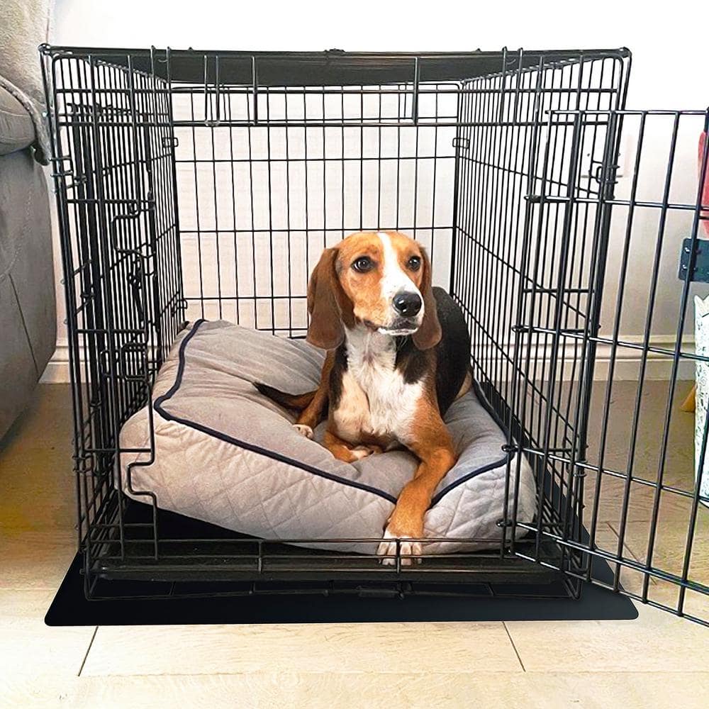 P-Tex Black 26 in. x 38 in. Polyproylene Rectangular XL Indoor Pet Crate Protection Mat - Hercitys
