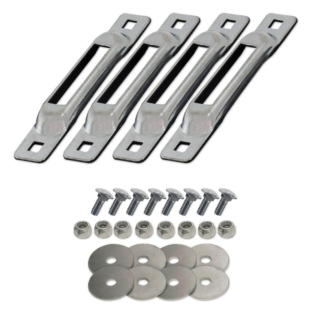 E-Track Single Strap Anchor Zinc with Carriage Bolts (4-Pack) - Hercitys