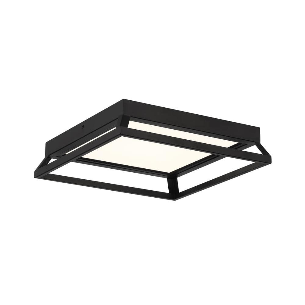 Terrace 14 in. Modern Matte Black Selectable CCT Integrated LED Flush Mount for Kitchens - Hercitys