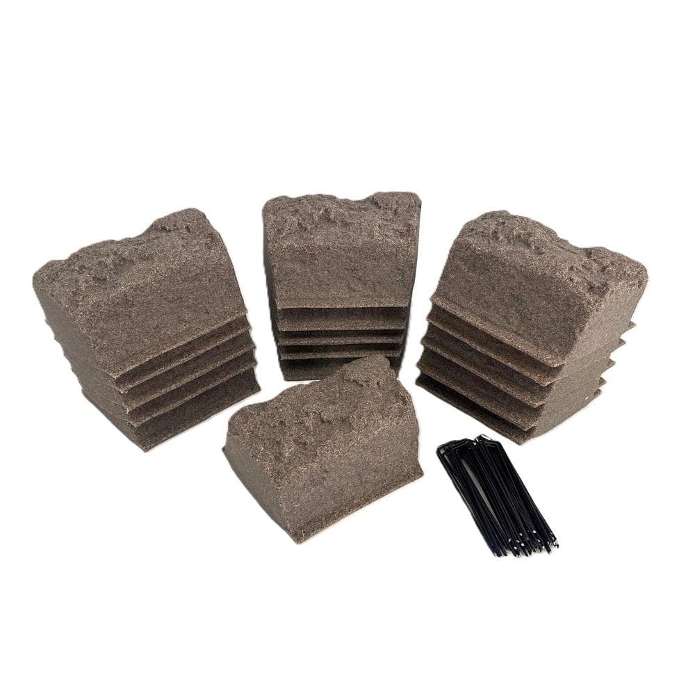 Block Edging 10 in. L x 4 in. W x 4 in. H, 16-Piece Kit in Riverbed Brown Granite completes a 12-foot length - Hercitys