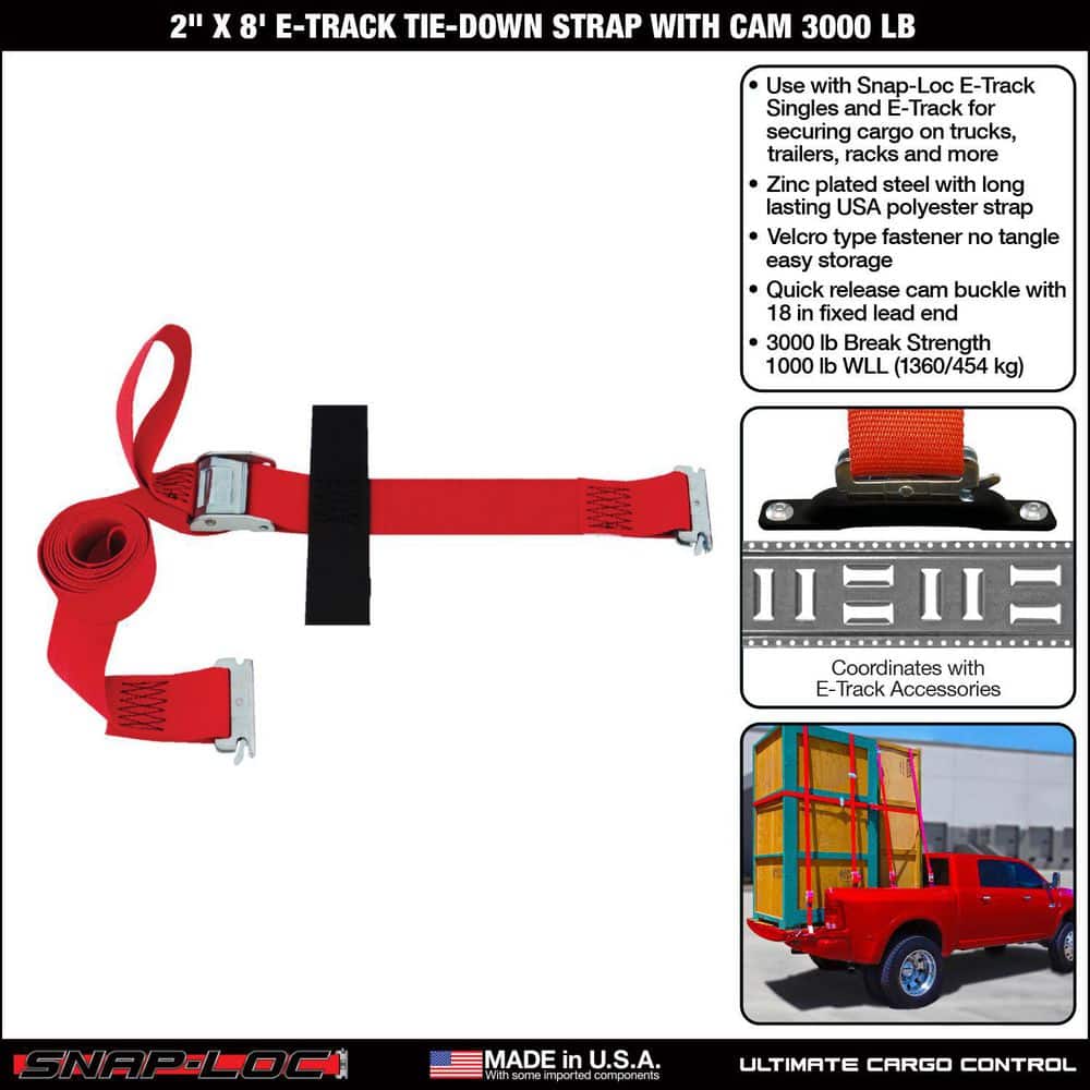 8 ft. x 2 in. x 8 ft. Logistic Cam E-Strap with Hook and Loop Storage Fastener in Red - Hercitys