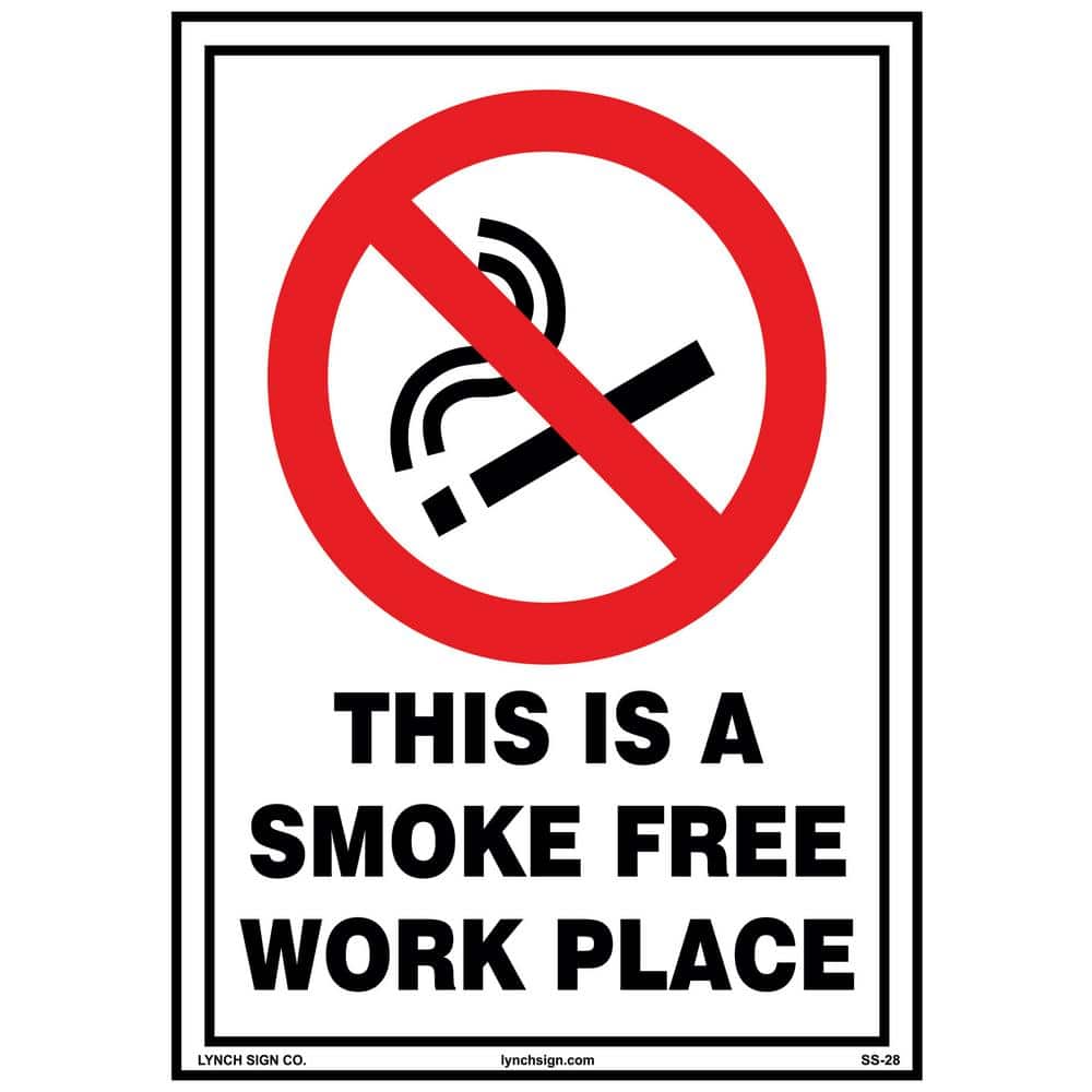7 in. x 10 in. Smoke Free Workplace Sign Printed on More Durable Longer-Lasting Thicker Styrene Plastic. - Hercitys