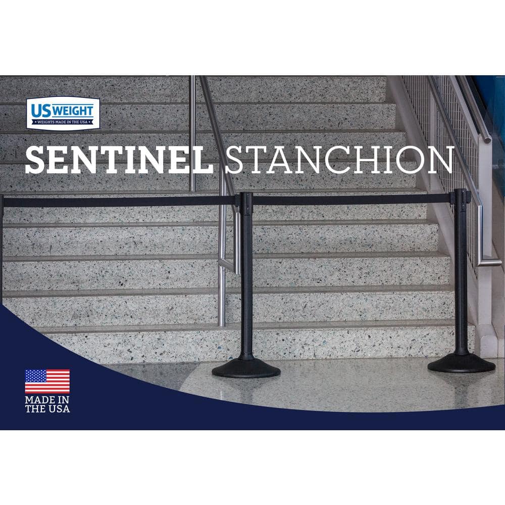US Weight Sentinel Stanchion with 6.5 ft. Black Retractable Belt (2-Pack) - Hercitys