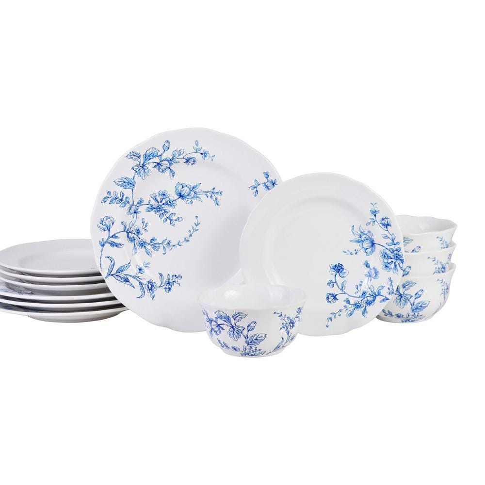 Bellamy Blue Porcelain 12-Pieces Dinnerware Set - Hercitys