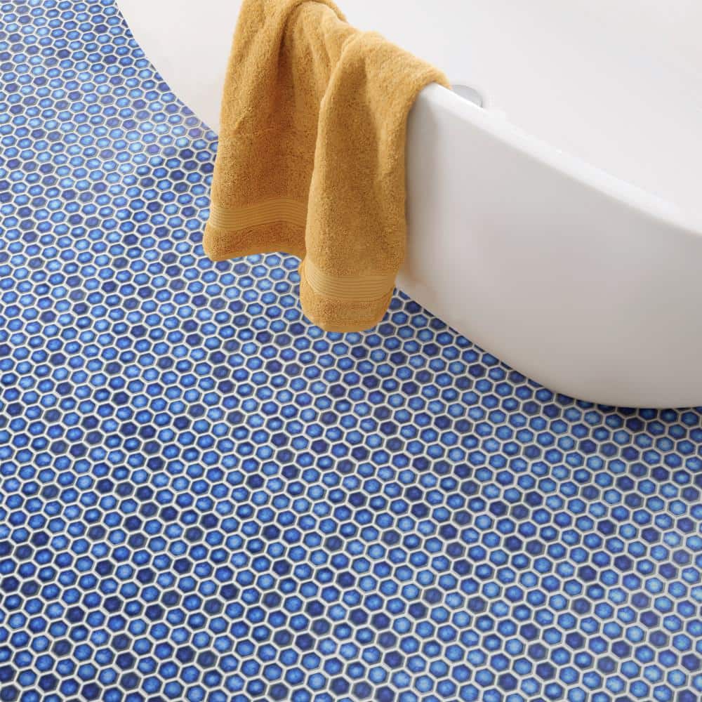 Hudson 1 in. Hex Sapphire 11-7/8 in. x 13-1/4 in. Porcelain Mosaic Tile (11.2 sq. ft./Case) - Hercitys