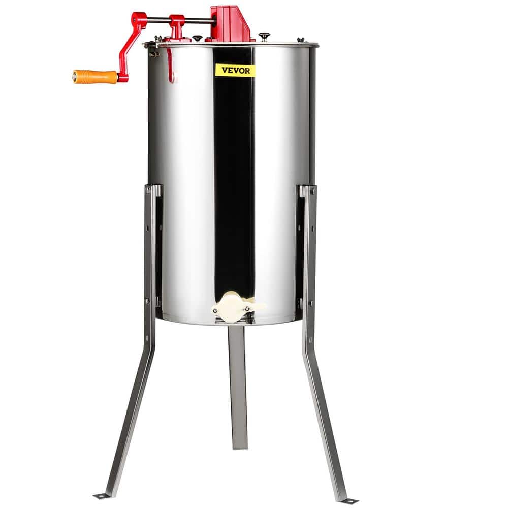 Manual Honey Extractor, 3-Frame Stainless Steel Spinner, Beekeeping Equipment with Lid and Adjustable Stand - Hercitys