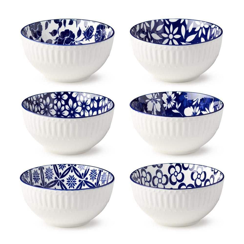 6.2 in. 28 fl. oz. Blue Porcelain Madison Serving Bowl (Set of 6) - Hercitys