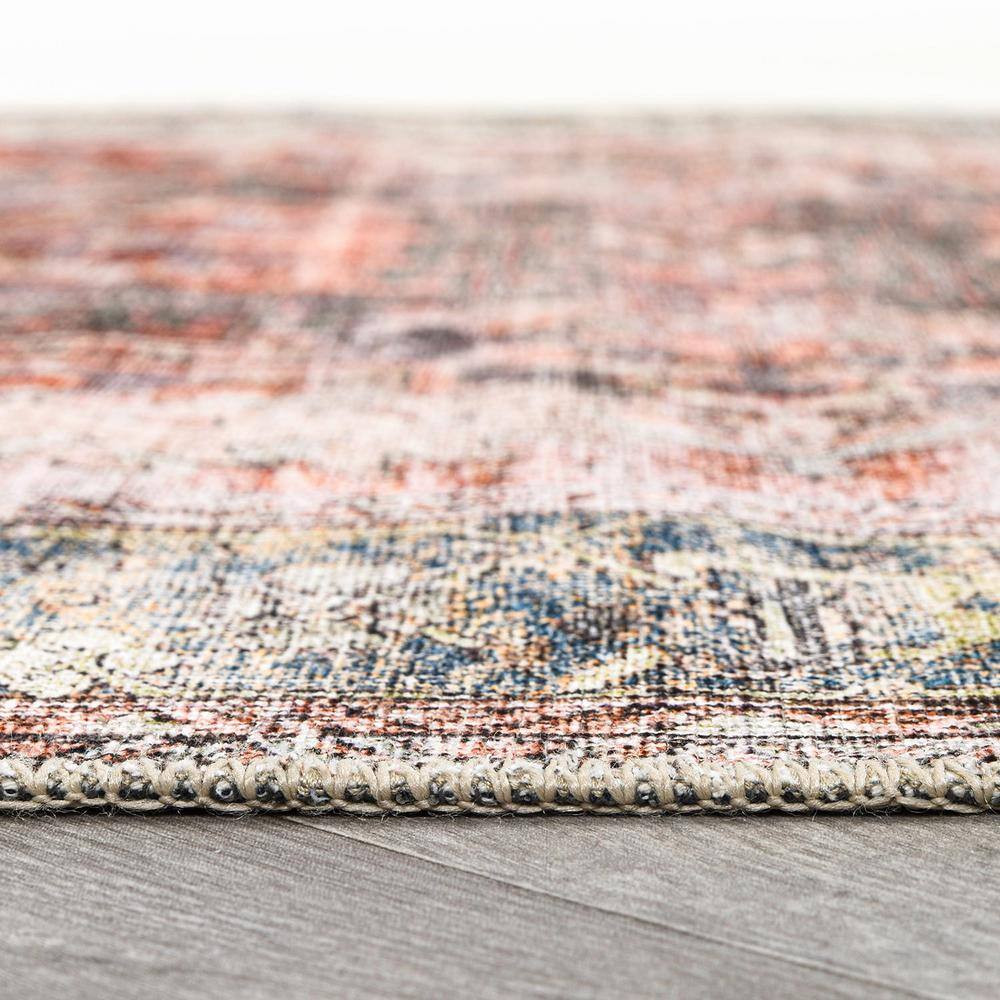 Amber Multi 5 ft. x 7 ft. Vintage Inspired Distressed Machine Washable Area Rug - Hercitys