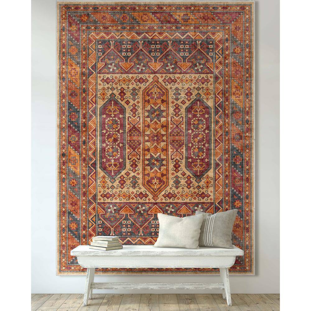 Multi Color 5 ft. 3 in. x 7 ft. 3 in. Apollo Praha Vintage Global Tribal Area Rug - Hercitys