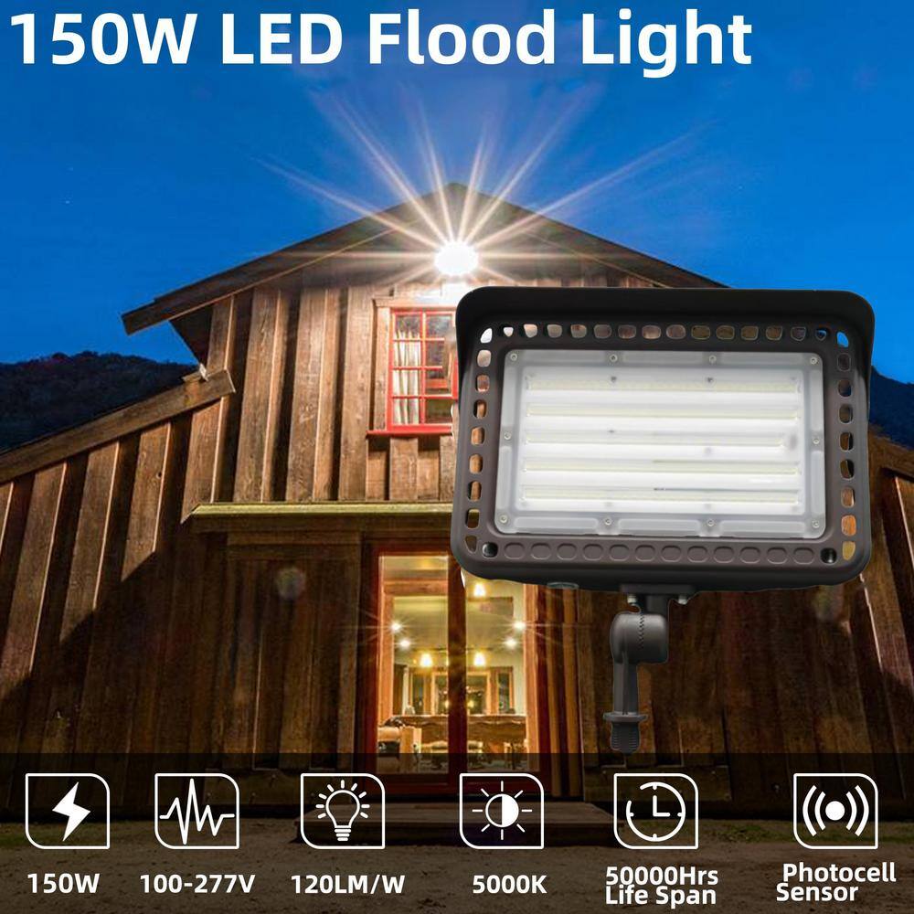 600 Watt Equivalent 18000 Lumen 120° Bronze Dusk to Dawn Integrated LED Flood Light, IP65 - Hercitys