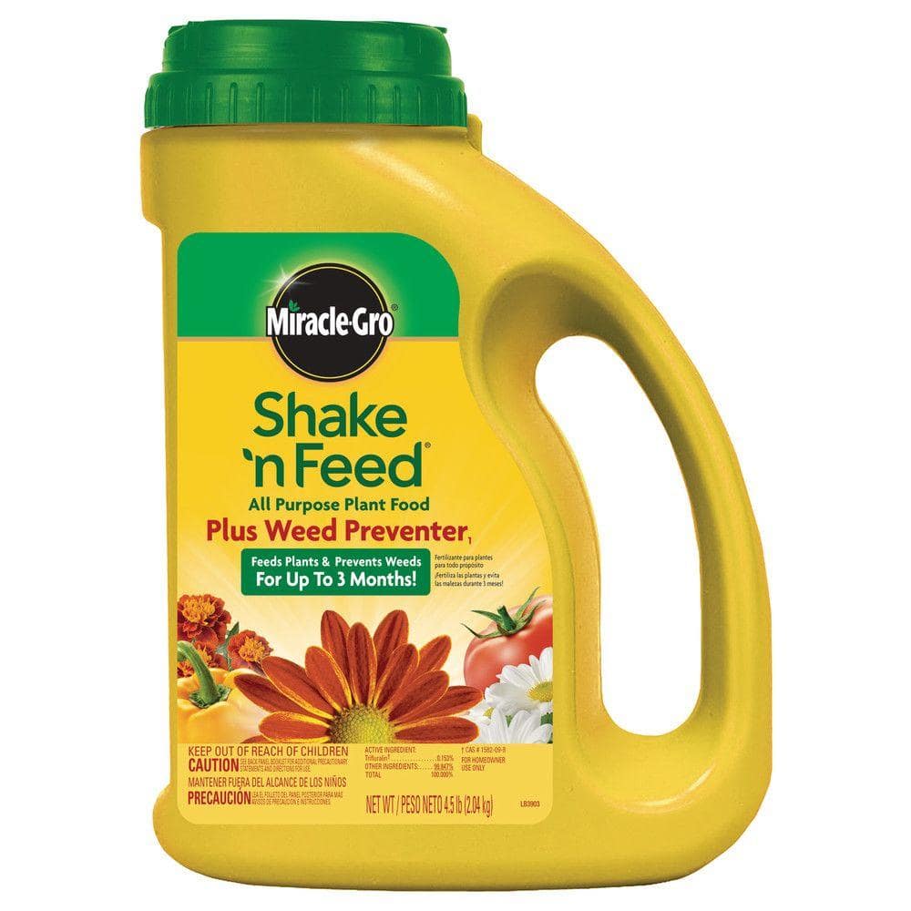 Shake N Feed All Purpose Plant Food Plus Weed Preventer1, 4.5 lb. Prevents Crabgrass in Gardens, Dry Fertilizer - Hercitys