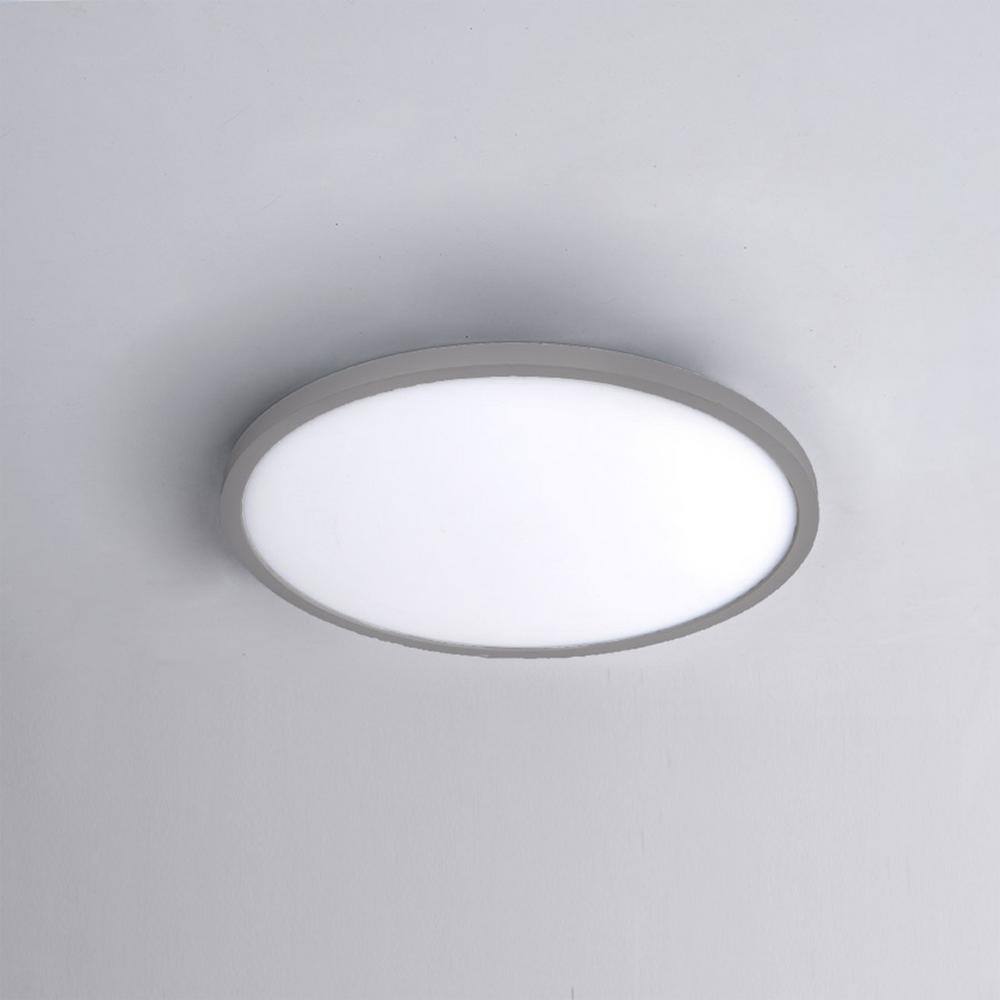 Round 15 in. 1-Light Brushed Nickel LED Flush Mount 3000K - Hercitys