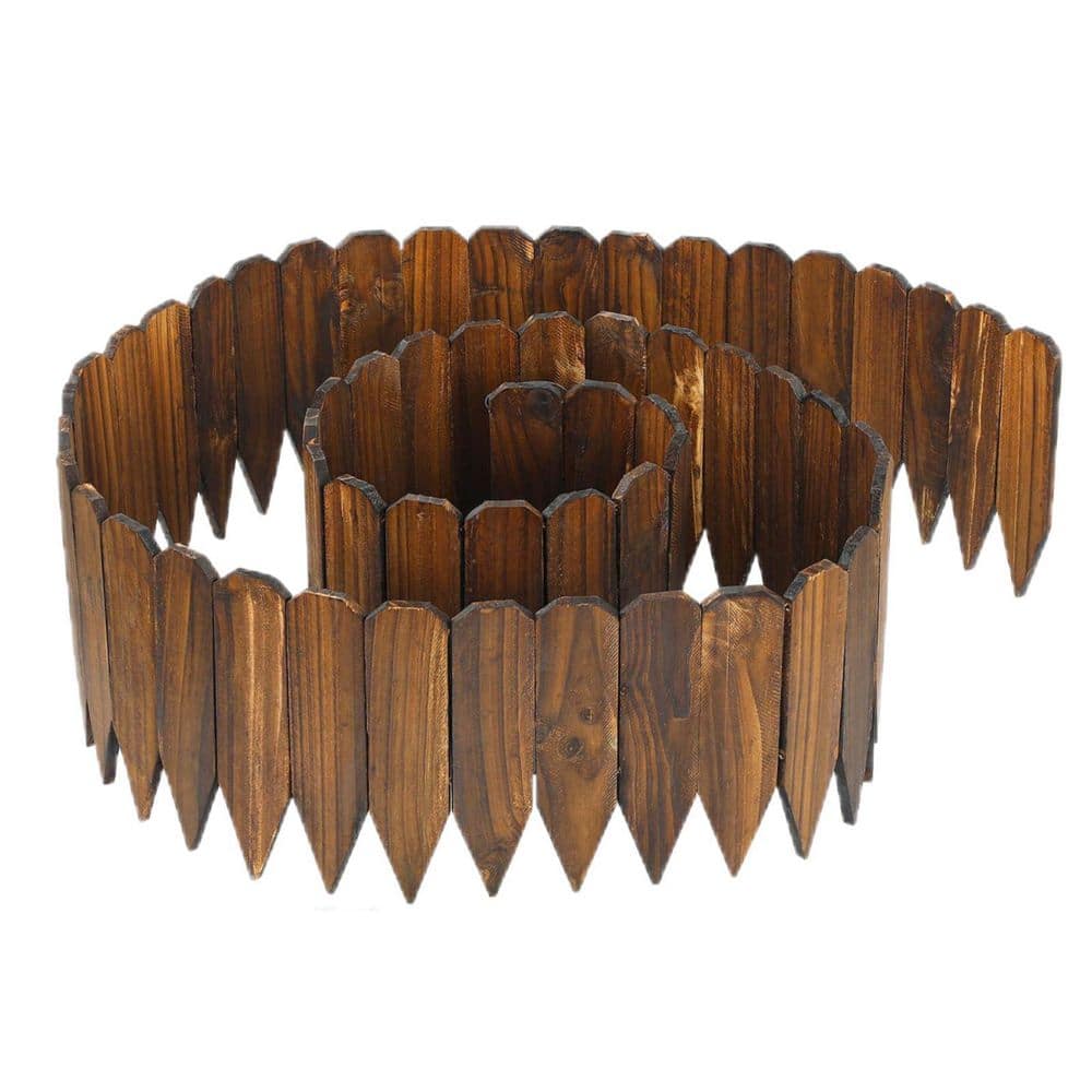 6.6 ft. L x 12 in. W Rustic Pine Wood Garden Fence, No Fading Planter Fencing for Yard, Garden and Pathway, Brown - Hercitys