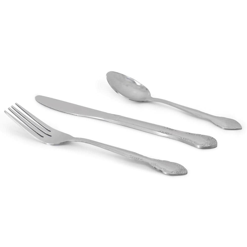 Fairmont 3 Piece Silver Stainless Steel Flatware Set, Service for 1 - Hercitys