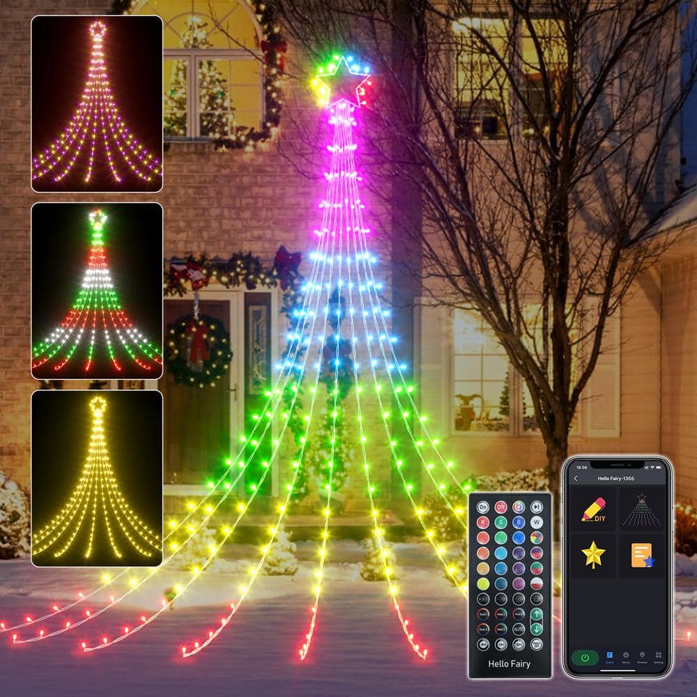 Christmas Smart Star Waterfall Lights 16.5 FT 245 LED Tree String Light App Control Color Changing Music Timer for Decor - Hercitys