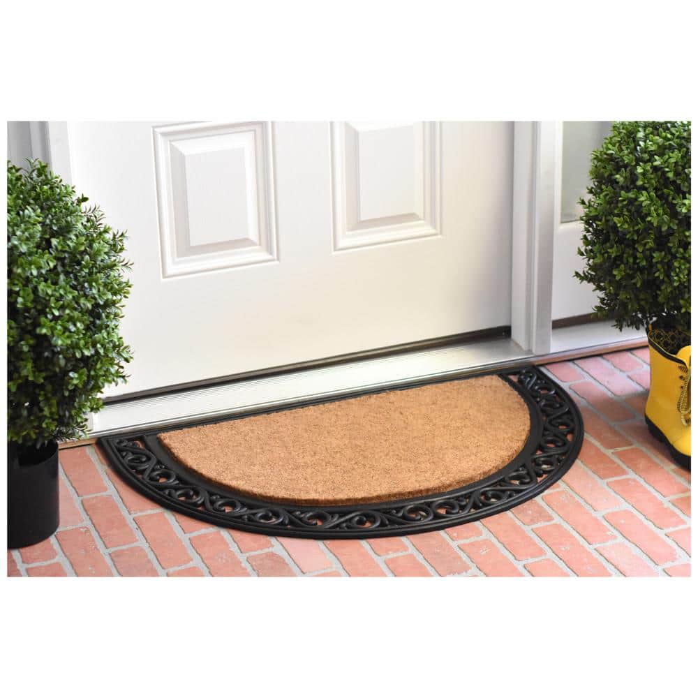Ornate Scroll 30 in. x 48 in. Coir Monogrammed Door Mat (Letter M) - Hercitys