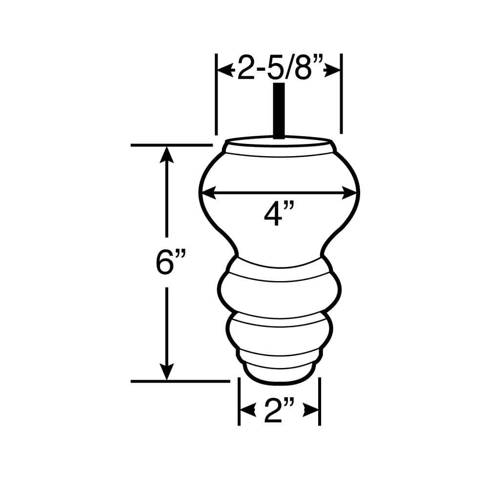 6 in. x 4 in. Unfinished Solid Hardwood Round Bun Foot (4-Pack) - Hercitys