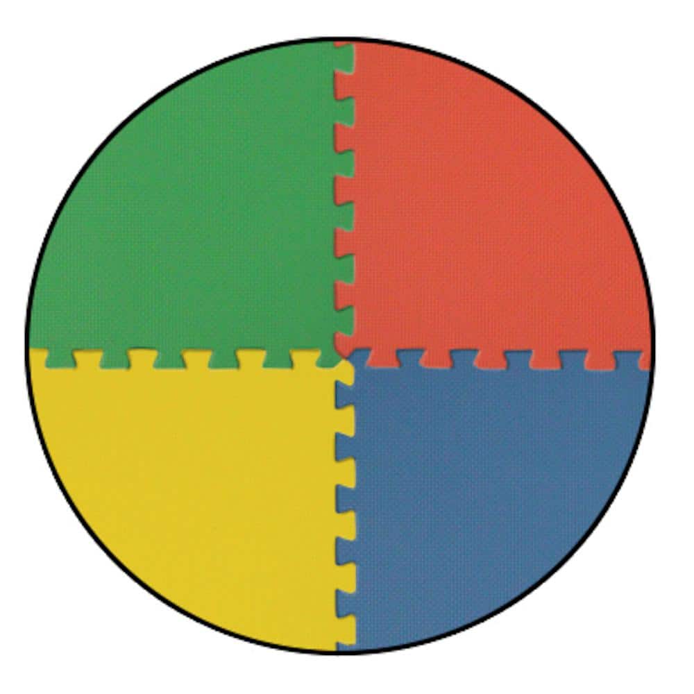 Multicolored 24 in. x 24 in. Interlocking Anti Fatigue Foam Tiles (16 sq. ft./case) - Hercitys