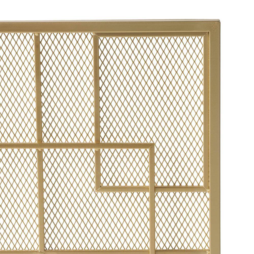 Alamance Modern Gold Single Panel Iron Fire Screen - Hercitys