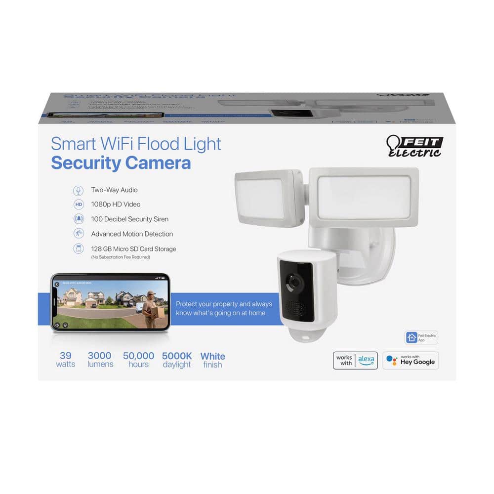 Smart Home Motion-Sensing Hardwired LED White Smart-Enabled Security Floodlight - Hercitys