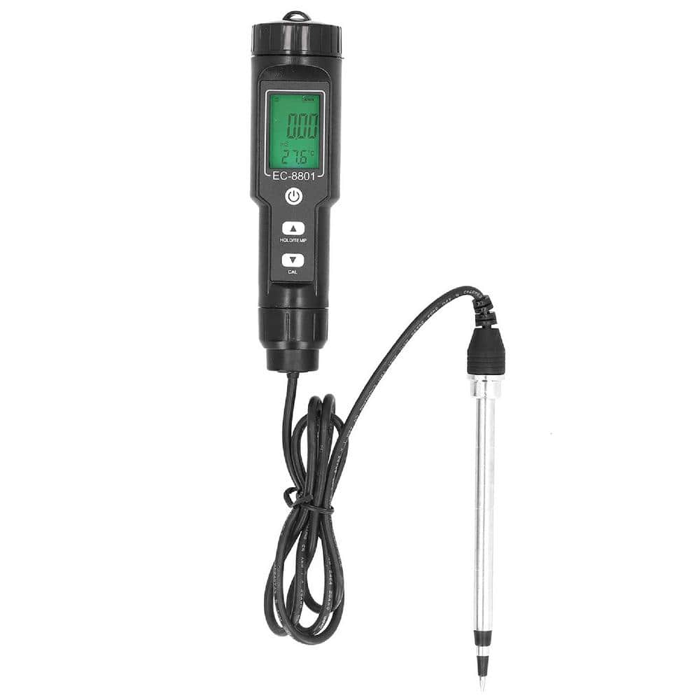 Digital Soil Tester LCD Backlight Display Soil EC Temperature Tester Portable Conductivity Meter for Hydroponics, Black - Hercitys