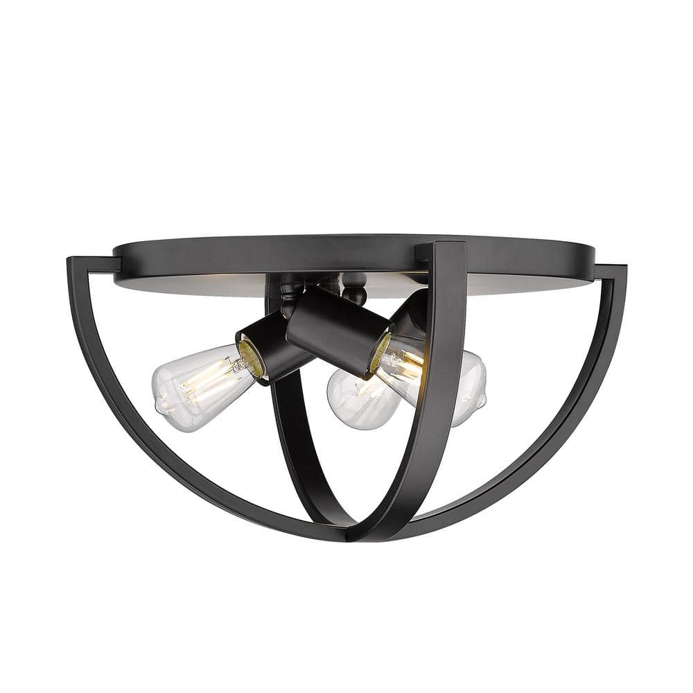 Colson 14.125 in. 3-Light Matte Black Flush Mount - Hercitys
