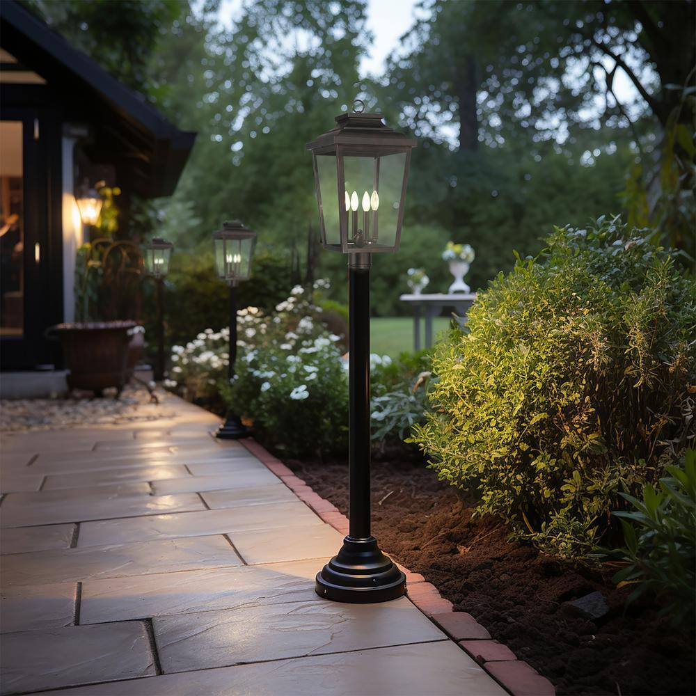 Irvington Manor 4-Light Bronze Aluminum Hardwired Indoor/Outdoor Weather Resistant Post Light with No Bulbs Included - Hercitys