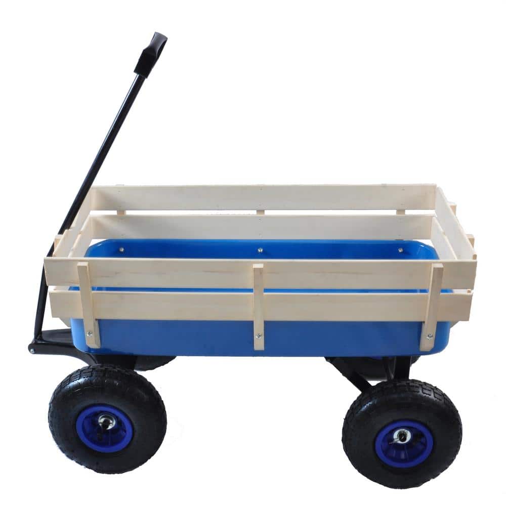 8.92 Cu. Ft. Blue Metal Outdoor Garden Cart with Air Tires for Children - Hercitys