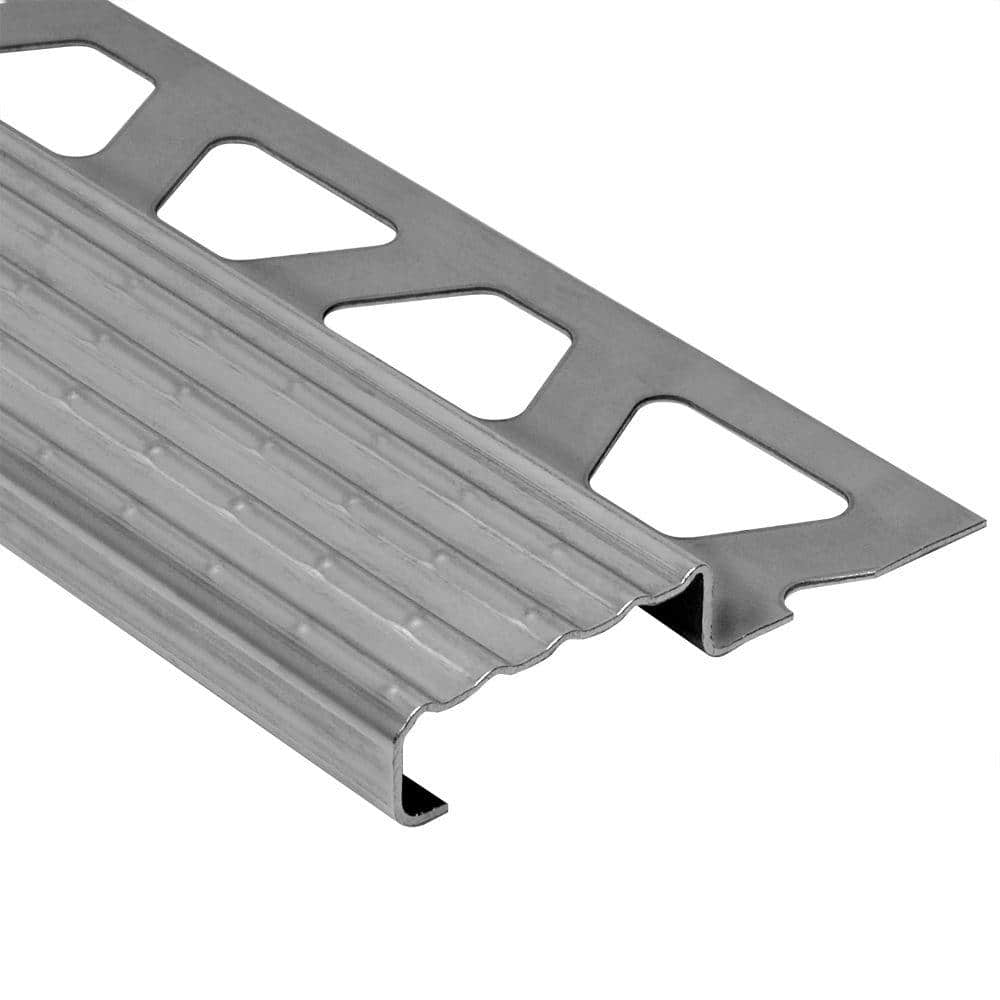 Trep-E Stainless Steel 7/16 in. x 8 ft. 2-1/2 in. Metal Stair Nose Tile Edging Trim - Hercitys