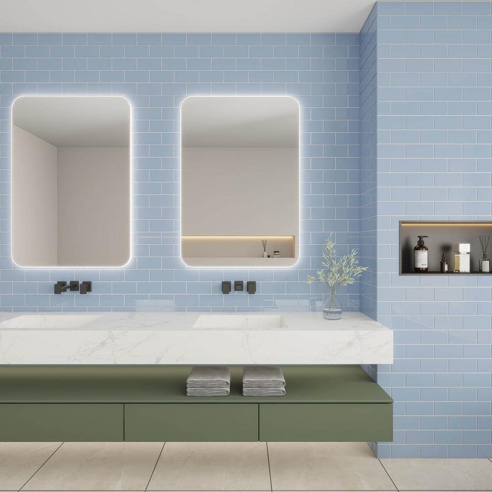 Icy Lavender 3 in. x 6 in. x 8mm Glass Subway Tile (5 sq. ft./Case) - Hercitys