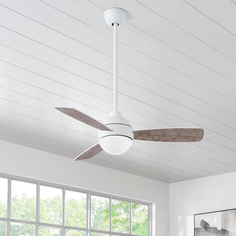 Alisio 44 in. LED White Ceiling Fan with Light and Remote Control - Hercitys