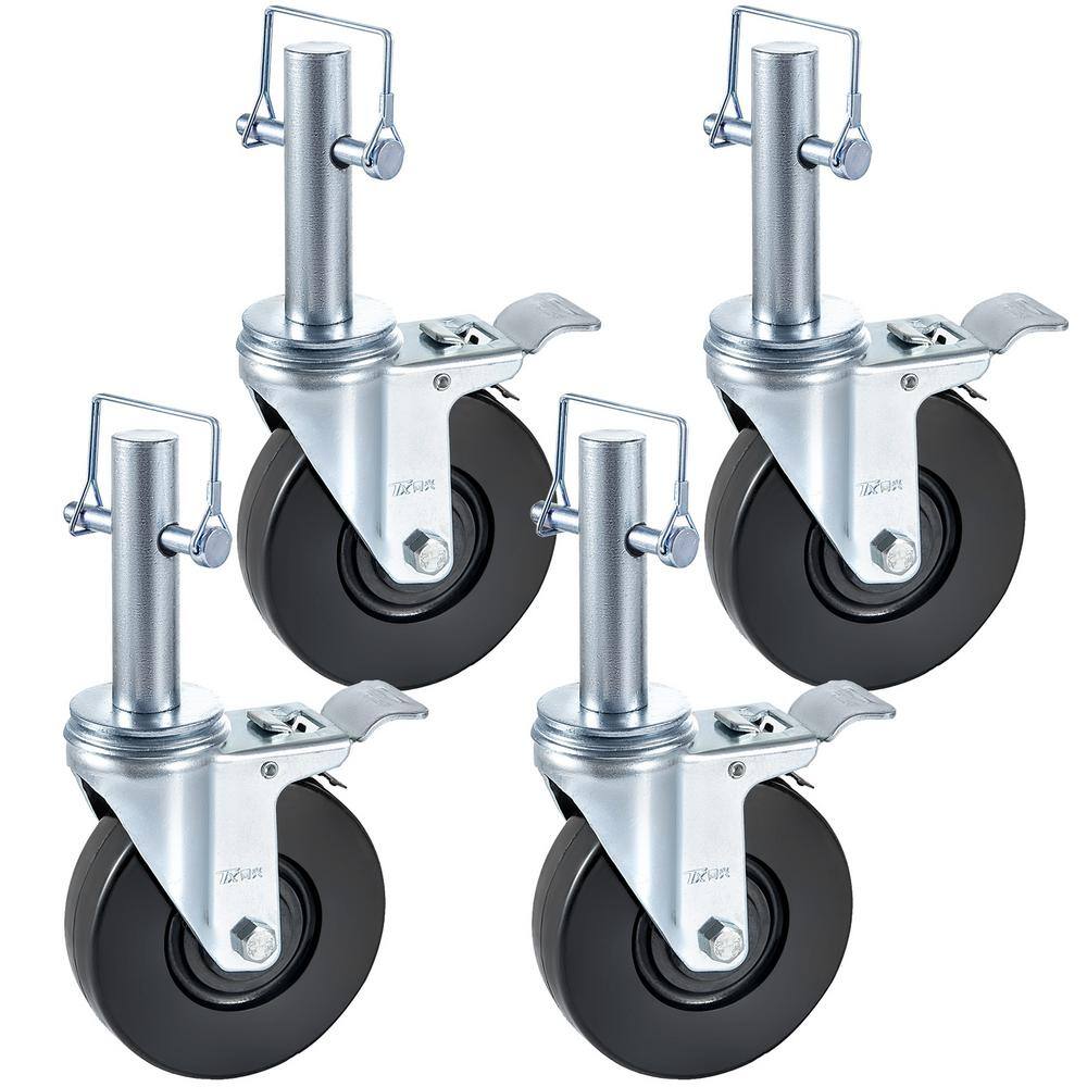 Baker Scaffold Wheel 5 in. Scaffolding Rubber Wheel Dual Locking Heavy Duty Casters 280 lbs. Capacity Per Wheel (4 Pack) - Hercitys