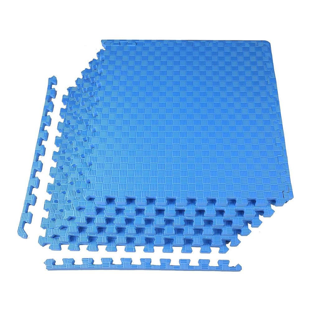 Blue 24 in. W x 24 in. L x 1 in. T EVA Interlocking Foam Gym Flooring Mat (6 Tiles/Pack) (24 sq. ft.) - Hercitys