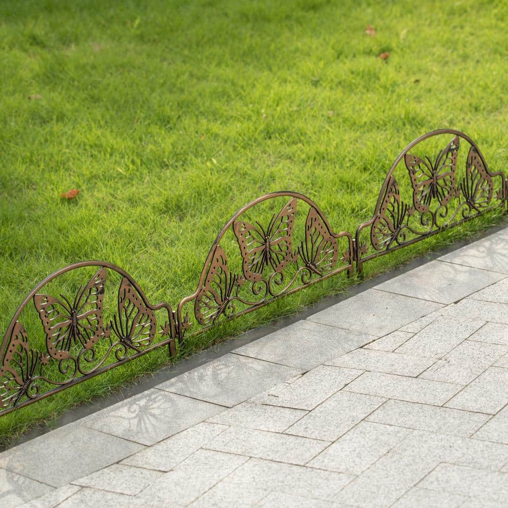 Bronze Plastic Butterfly Design Fence Gard. Edging Landscape Border Path Panel(Pk of 6) 0.10in.D x 19.5 in.W x 11.5 in.H - Hercitys