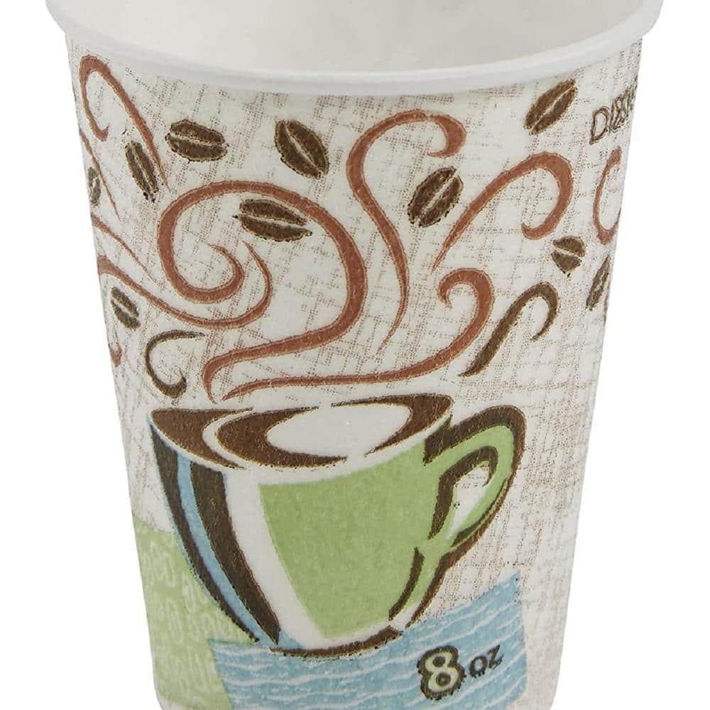 PerfecTouch 8 oz. Disposable Paper Cups, Hot Drinks, Coffee Haze Design, 50/Sleeve, 20 Sleeves/Carton - Hercitys