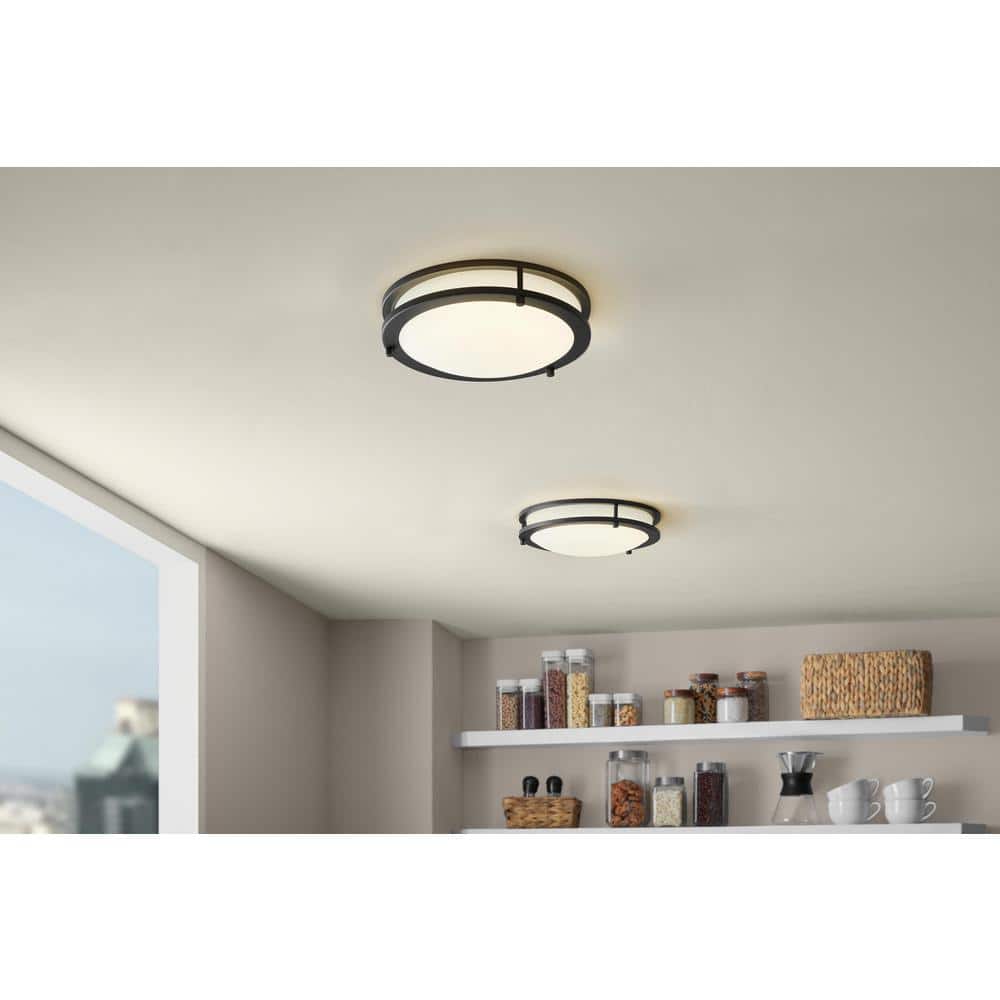 Flaxmere 12 in. Contemporary Matte Black Selectable CCT Integrated LED Flush Mount for Kitchens - Hercitys