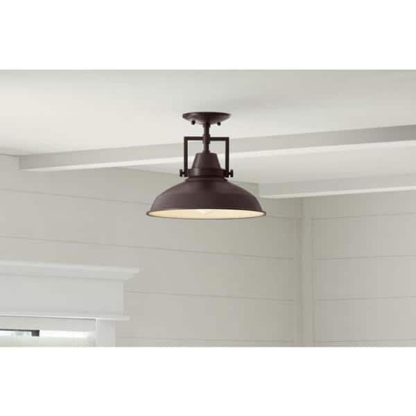 Wilhelm 12 in. 1-Light Bronze Semi-Flush Mount Fixture - Hercitys