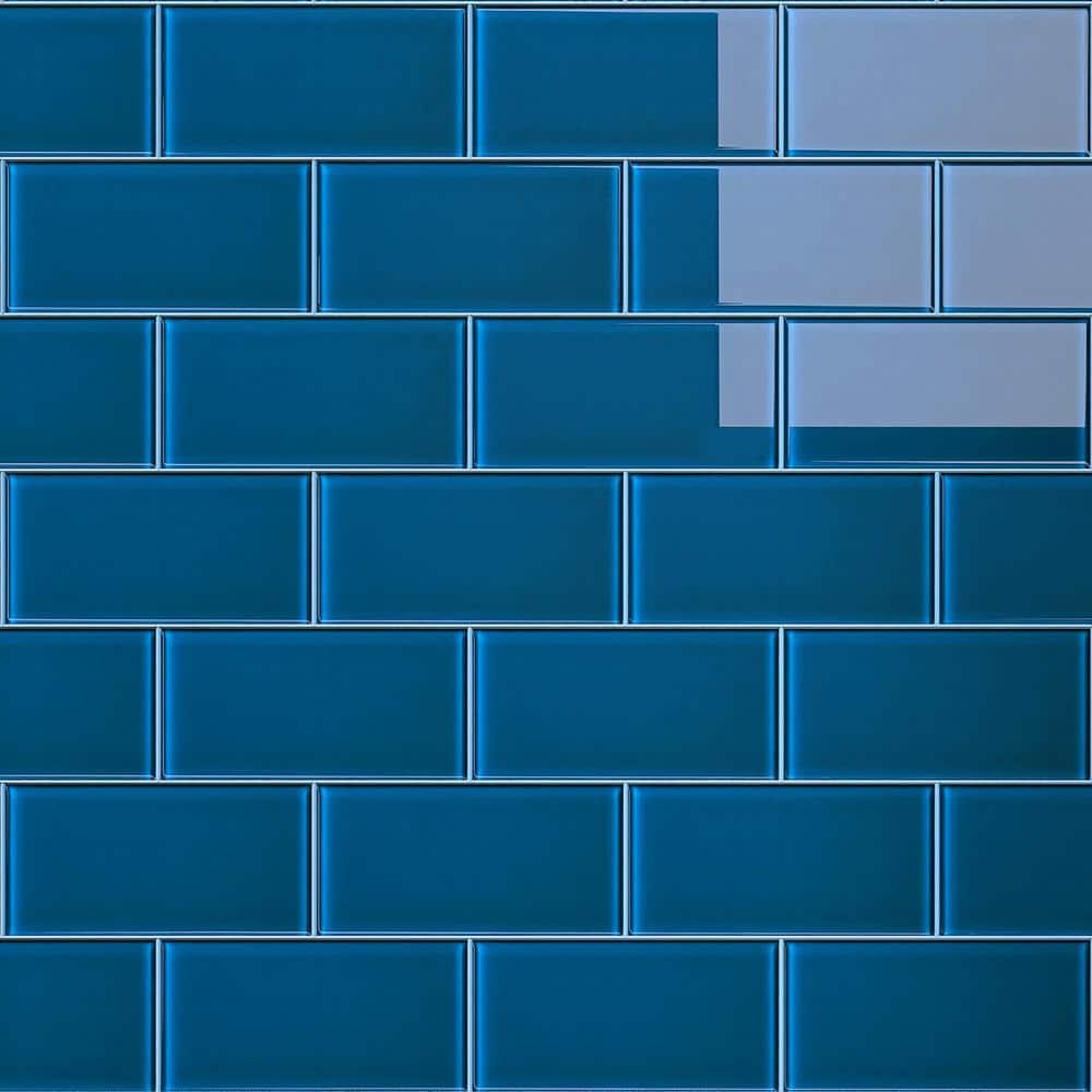 Crystile Turquoise 3 in. X 6 in. Glossy Glass Subway Tile (10 sq. ft./Case) - Hercitys