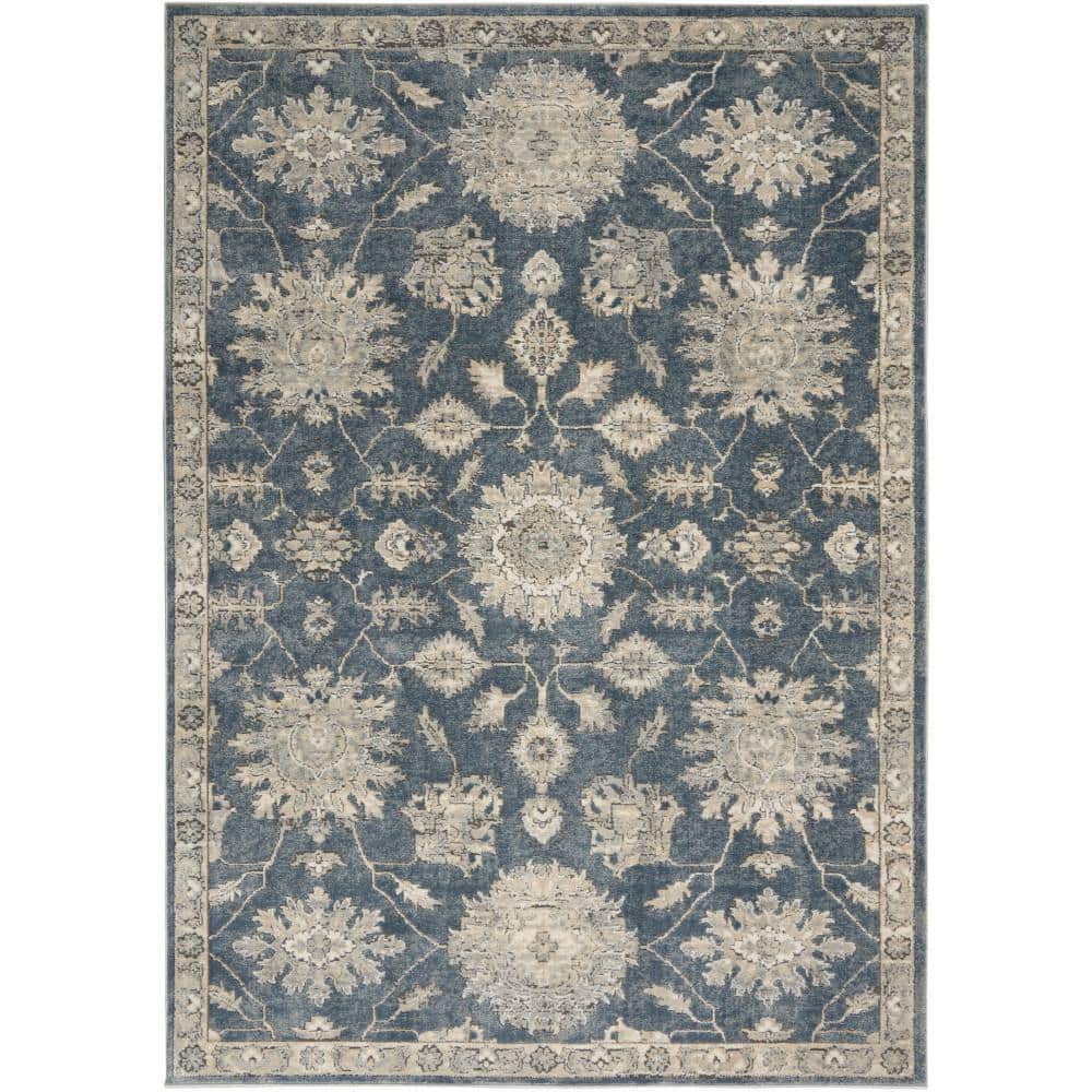 Concerto Blue/Beige 5 ft. x 7 ft. Persian Farmhouse Area Rug - Hercitys