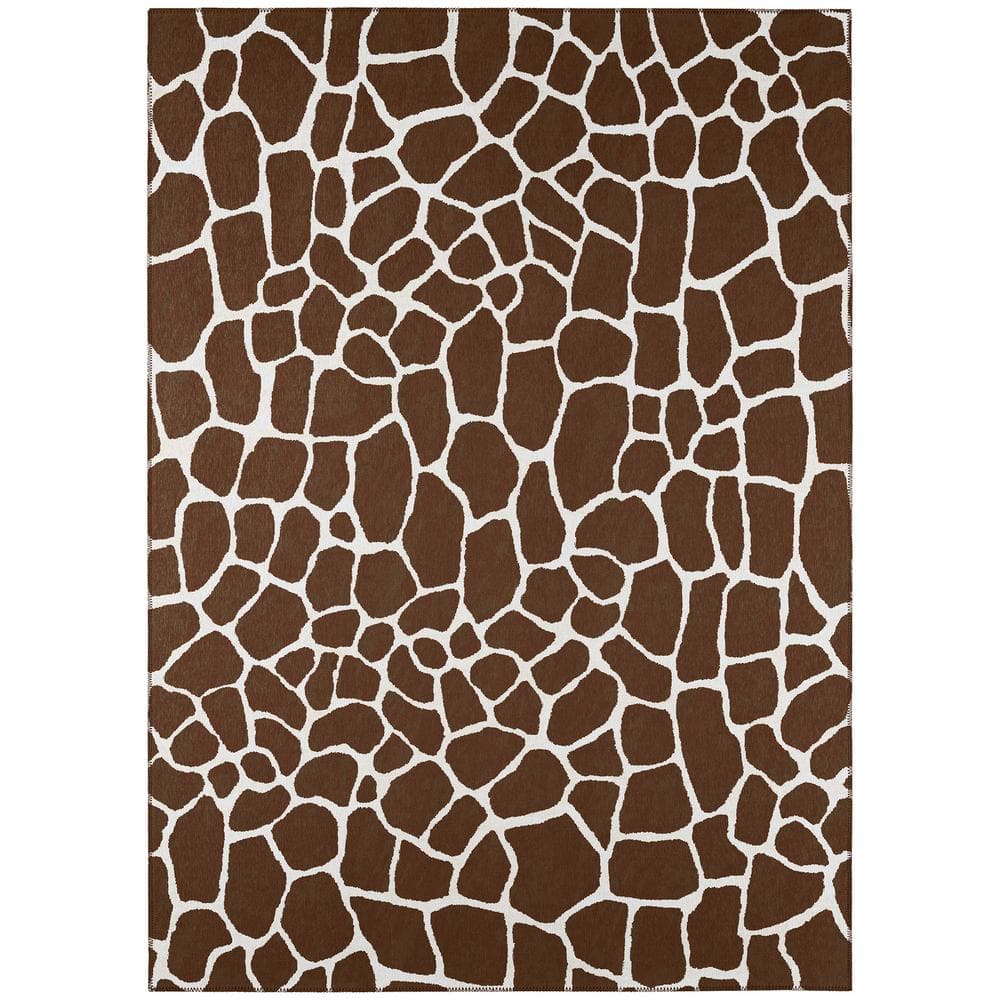 Safari Brown 5 ft. x 7 ft. 6 in. Indoor/Outdoor Washable Indoor/Outdoor Washable Rug - Hercitys