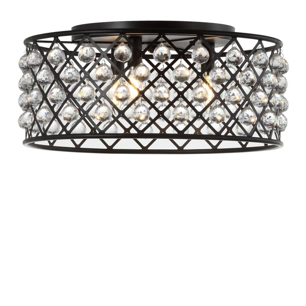 Gabrielle 19 in. Oil Rubbed Bronze/Clear Metal/Crystal LED Flush Mount Ceiling Light - Hercitys