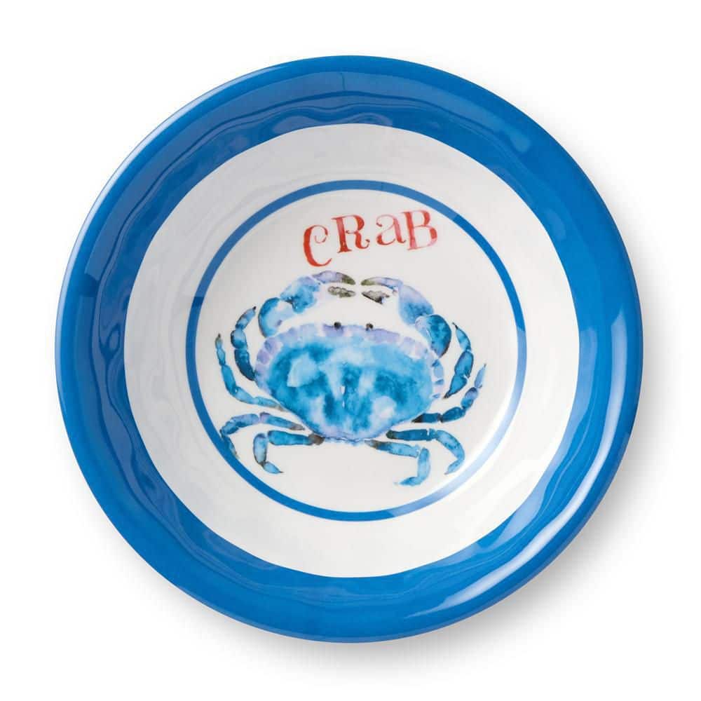 Beach House Crab 22 fl. oz. Multi-Colored Melamine All Purpose Bowl (Set of 6) - Hercitys