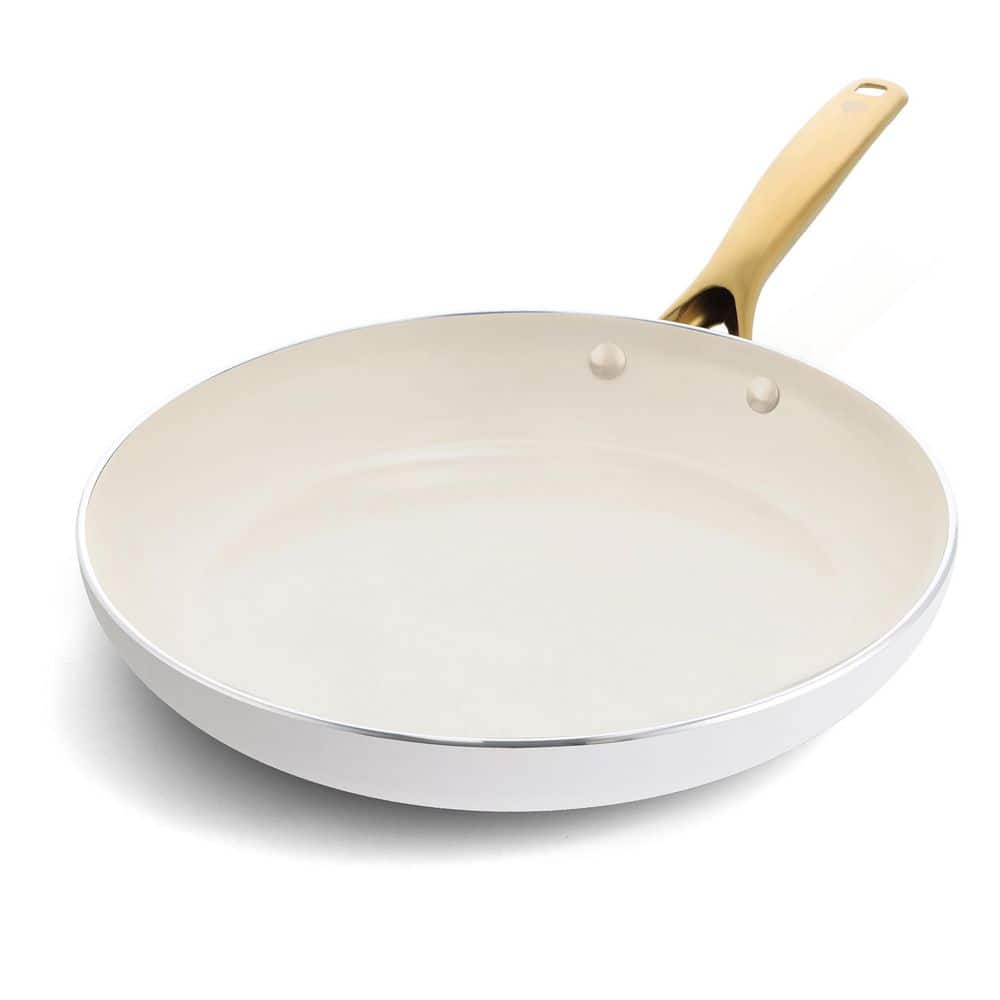 White Diamond 12 in. Aluminum Ceramic Non-stick Frying Pan PFOA & PFAS Free - Hercitys