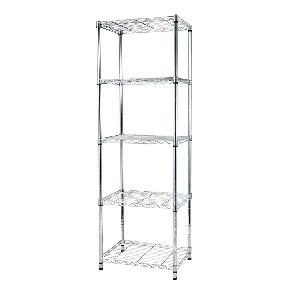 Silver 5-Tier Heavy Duty Steel Freestanding Garage Storage Shelving Unit (17.72 in. W x 71 in. H x 21.65 in. D) - Hercitys